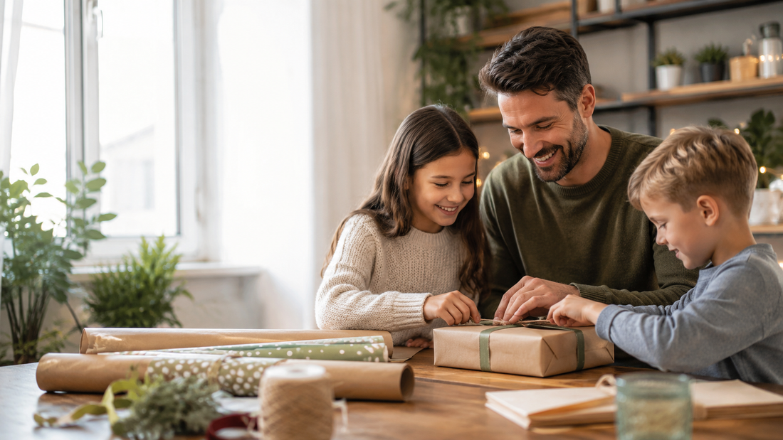 Flat lay של מתנות עם אקליפטוס — נוף ישראלי עדין
