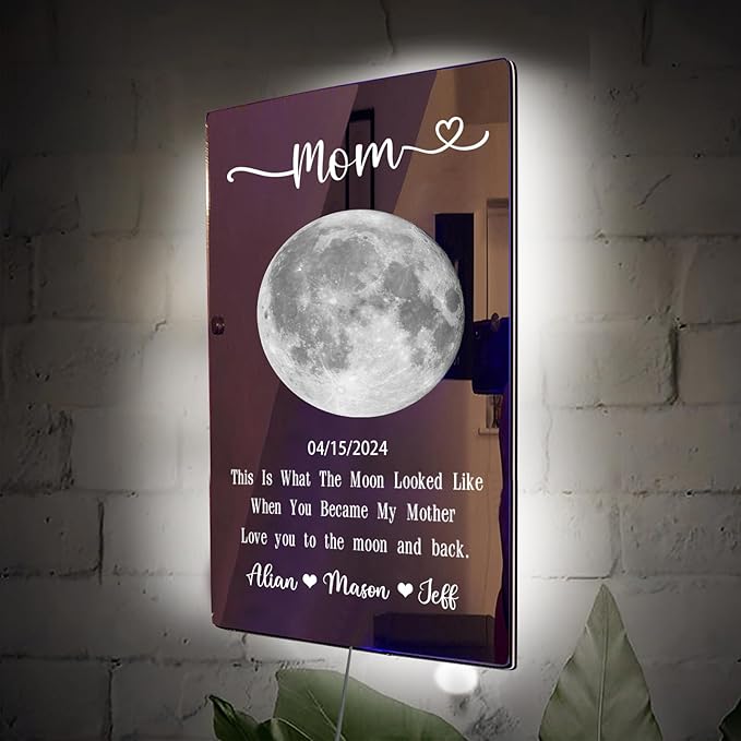 הירח ביום המיוחד שלכם על מראת לדים מבית - MyLove™