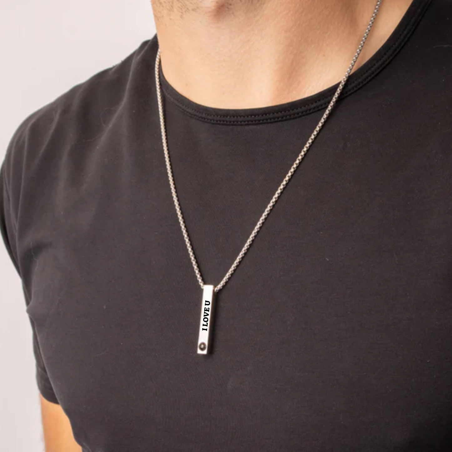 שרשרת אובסידיין עם תמונה מוצפנת וחירטה מבית - MyLove™